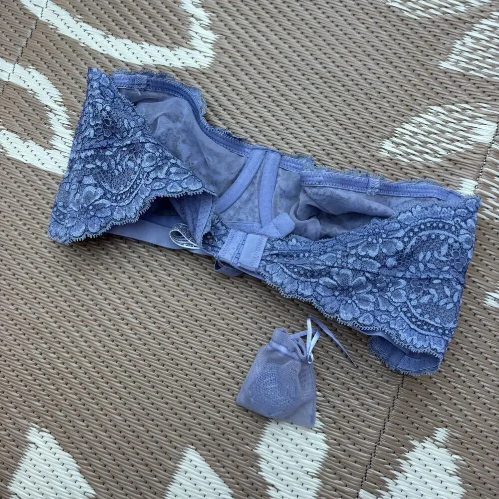 Intimately Free People Maya Underwire Convertible Bra Lace Blue Sz 36B